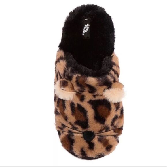 DIRTY Laundry Cozy Faux Fur Leopard Kitty Cat Backless Slipper Slide Mule Scuff - Picture 1 of 8